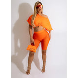 Short Crop T-Shirt Mesh Shorts Two-Piece
