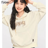 Women Sweatshirts 2022 Autumn Long Sleeve O Neck Loose Hoodies with Pocket Letter Print Casual Streetwear