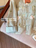Chinese Style Plate Button Embroidered Shirt Women's Dress 2024 Summer High-Level Sense Of Vintage Unique Thin Coat-Outfit