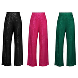 Women Sequins Wide Leg Pants Autumn Clothes Chic and Elegant Elastic High Waist Pants Female Clothing y2k Streetwear-Outfit