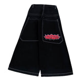New Nine-Cent Big A-Shirt Men's High Street Hip-Hop Printed Jeans Vintage Straight Tube And Wide Legs-Outfit