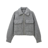 Homemade New Women's Basic Long-Sleeved Clip Short Jacket Jacket