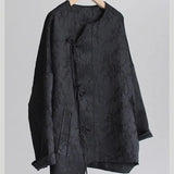 Early Autumn New High-Level Feeling Super Good-Looking Chinese Style Buckle Blouse French Style Fragrant Style Black Coat Woman-Outfit