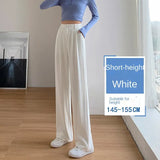 Spring Autumn White Wide Leg Women's Pants Korean Style High Waist Thin Suit Pants Straight Loose Sagging Feeling