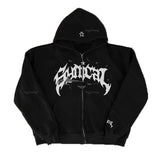 New Retro Zipper Sweater Gothic Letter Star Hoodie Trendy Men's Casual Outer Suit-Outfit