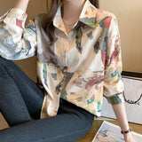 print ladies shirts casual loose Women's Blouses 2021 Spring Autumn Long Sleeve Shirts Tops Blusas