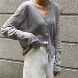 Women Knit Solid Simple Female See-through Sun Protection Long Sleeves Casual Summer Newest Popular Loose Elegant