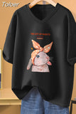 100% Cotton L-5XL T Shirt Plus Size Tshirt Short Sleeve Cartoon Women Top Summer Sweet Couple V Neck Oversized T