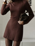 Half-Necked Dress Knitted Dress Spring 2025 Temperament Tweed A-Word