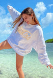Casual White Print O-Neck Long Sleeve Loose