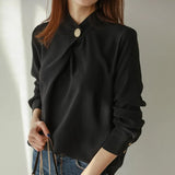 Sleeve Chiffon Blouse Shirt Blouse Women Blusas Mujer De Moda 2021 Blouses Femme Stand Collar Blouse Tops Women Blusas