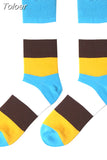 1 Pair Men Dress Socks Cotton Colorful Striped Plaid Printed Comfort Happy Socks Skate Funny Geometry Dot Wedding