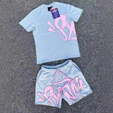 High Street Fashion Hip Hop Suit Men 2023 Summer Fashion T-Shirt Printed Syna Shorts-Outfit