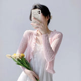 Knitted Cardigan Women's Thin Suspender Skirt With Air-Conditioning Blouse Summer Shawl Ice Silk Small Shoulder Fairy Gas Jacket-Outfit