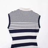 Summer Style Short Slanted Lapel Sleeveless Knit Dress 8779627-Outfit