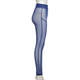 Sisterlinda Sexy Mesh See Through Skinny Summer Pants Women High Waist Fitness Striped Leggings Body-Shaping Pantalones De