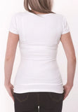 White Casual O-Neck Short Sleeves Print
