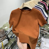 Taro Purple Cotton Short-Sleeved T-Shirt Women's New Loose Round-Neck T-Shirt Blouse In The Summer Of 2023-Outfit