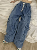 Punk Blue Wash Baggy Cargo Jeans-Outfit