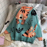 Women Kawaii Sweater Oversized Knitted Thicken Pullovers Cartoon Outwear Mujer Loose Casual Ladies