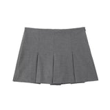 New Wide-Pleated Solid Color Fashionable Short Skirt 7385524-Outfit
