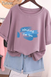 100% Cotton L-6XL T Shirt Letter Print Tshirt Short Sleeve Women's Top Summer Casual Couple O Neck Oversized T