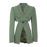 White Casual Blazer For Women Notched Long Sleeve Hollow Out Korean Straight Blazers Female 2021 Spring Fashion