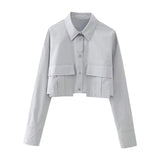 New Women's ZAPOLO Collar Pocket Coated Short