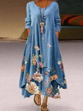 Clothes Spring Summer 2022 Plus Size 5xl Elegant Flowers Print Long Sleeve Vintage Asymmetrical Hem Casual Loose