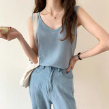 U-Collar Clavicle Loose Vest Women Wear Sleeveless T-Shirt In Summer 2023-Outfit