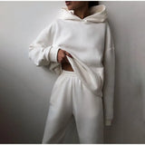Tracksuit Suit Autumn Fashion Warm Hoodie Sweatshirts Two Pieces Oversized Solid Casual Hoody Pullovers Long Pant