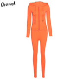 Women Summer Casual Two Piece Set Hooded Crop Tops Sporty Leggings Matching Stretchy Soft Skinny Fitness Slim
