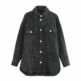 Women Fashion Oversized Faux Pearl Buttons Jacket Coat Vintage Long Sleeve Pockets Female Outerwear Chic