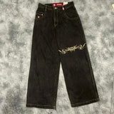 Men's Jeans Y2K Bag Vintage High-Quality Pattern Hip-Hop Street Leisure Men Harajuku Wide Legs-Outfit