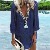 Summer New Chiffon Womens Tops And Blouses Plus Size Long Sleeve V-neck Female Tunic Beach Style Thin Women Summer