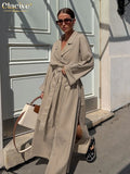 Autumn Dresses Woman 2022 Casual Loose Lapel Long Sleeve Lace-Up Maxi Dress Ladies Streetwear Fashion Slit Female