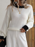 Women's Sweaters 2022 Loose Patchwork Women Pullover O Neck Basic Pink Jumper Winter Womens Green Sweater For Women