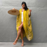 2023 Autumn Beach Kimono Swimwear Women Print Bikini Cover Ups Swimsuit Fashion Loose Plus Size Beachwear Hooded