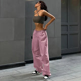 Pants Y2K Clothes Loose Drawstring Low Waist Joggers Trousers Women Casual Outfits Streetwear Baggy Wide Leg Sweatpants-Outfit