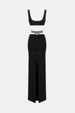 V Tie Back Bralette and Split Maxi Skirt