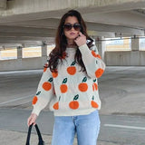 Cute Kawaii Casual Knitted Sweater Women Autumn Long Sleeve Jumpers Ladies Fashion Y2K Print Pullovers Winter