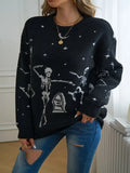 Women's TUME Exploding Halloween Jaccupy Black Skull Knitted Knitted
