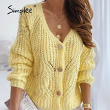 Oversized off shoulder green cardigan women Casual long sleeve sweater cardigan autumn Loose button elastic fashion