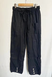 Loose High Waist Button Linen Trousers