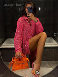 2022 Sexy Sequins Women Blouse Tops Green Y2K Long Sleeve V Neck Blouses Button Up Elegant Shirts Party