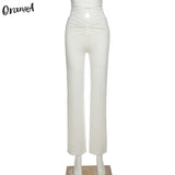 2021 Y2K Bandage Women Straight Pants Solid Elastic High Waist Slim Long Trousers 2021 Fashion Summer Streetwear
