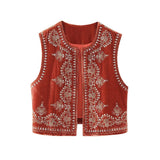 And Winter New Bead Embroidered Velvet Vest