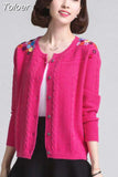 2023 Women Cardigan Sweater V Neck Solid Floral Pattern Loose Knitwear Single Breasted Casual Knit Cardigan Jacket