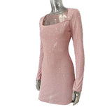 Explosion Women's Lily Hot Diamond Sexy Half-Perspective Long-Sleeved Short