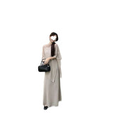 Feeling Lazy Temperament Casual Knitted Suit Women's Summer Irregular Shirt Shawl Sling Dress Two